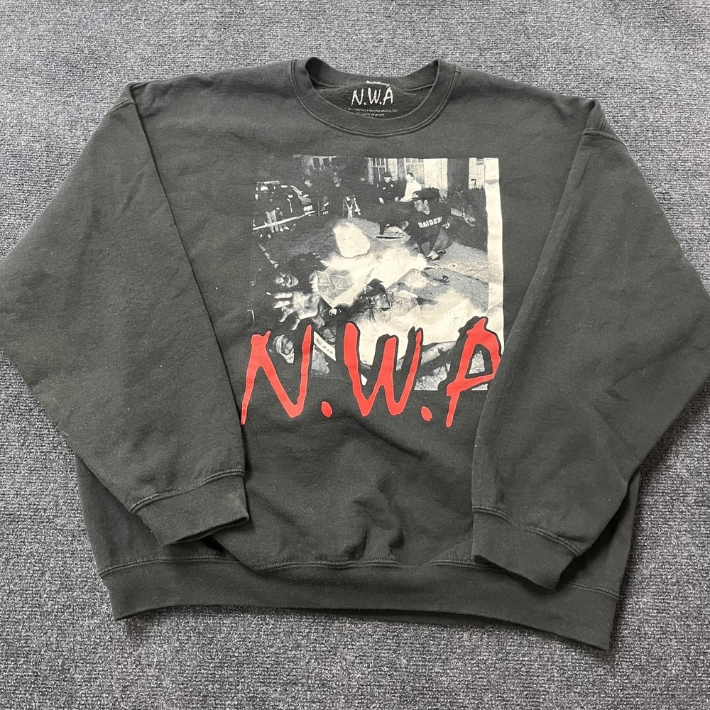 N.W.A Sweatshirt Mens 2XL Black Fleece Crewneck Pullover Hip Hop Graphic Rap